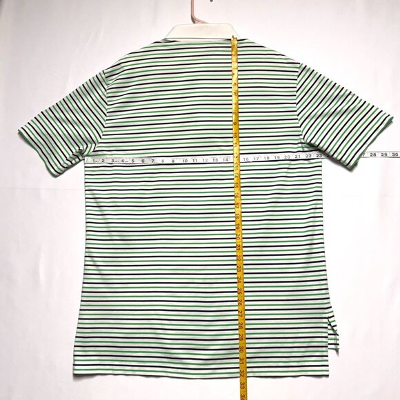 Polo Golf Ralph Lauren Mens L Performance Green & Navy Striped Polo Shirt - Picture 4 of 7